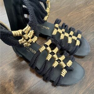 Balmain Black and Gold  kids Sandals